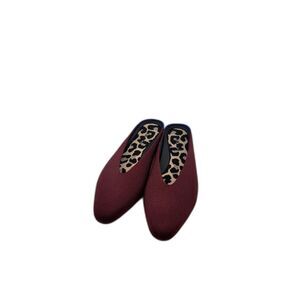 Rothy's "The Almond" Demi Mules in Deep Black Cherry  Spring Summer Flat Sz. 9.5